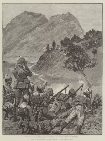 The Manipur Residency Garrison, Retreating to Silchar, Fighting on the Road by Richard Caton Woodville junior